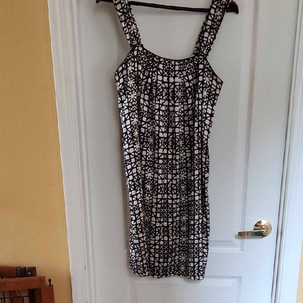 White House Black Market Geometric Black and White Mini Dress